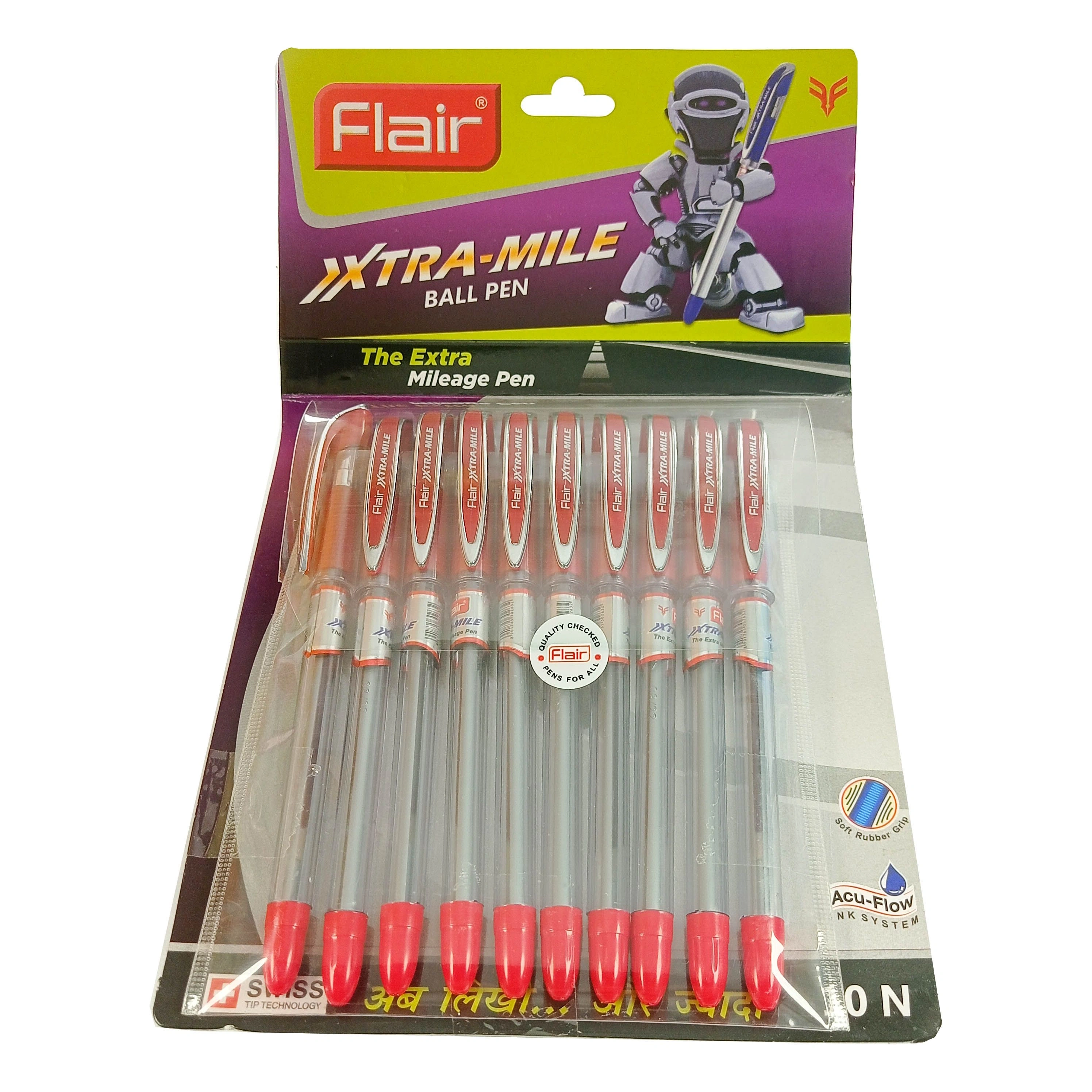 Flair xtramile Ball Pen Red (Pack Of 10 Pcs)