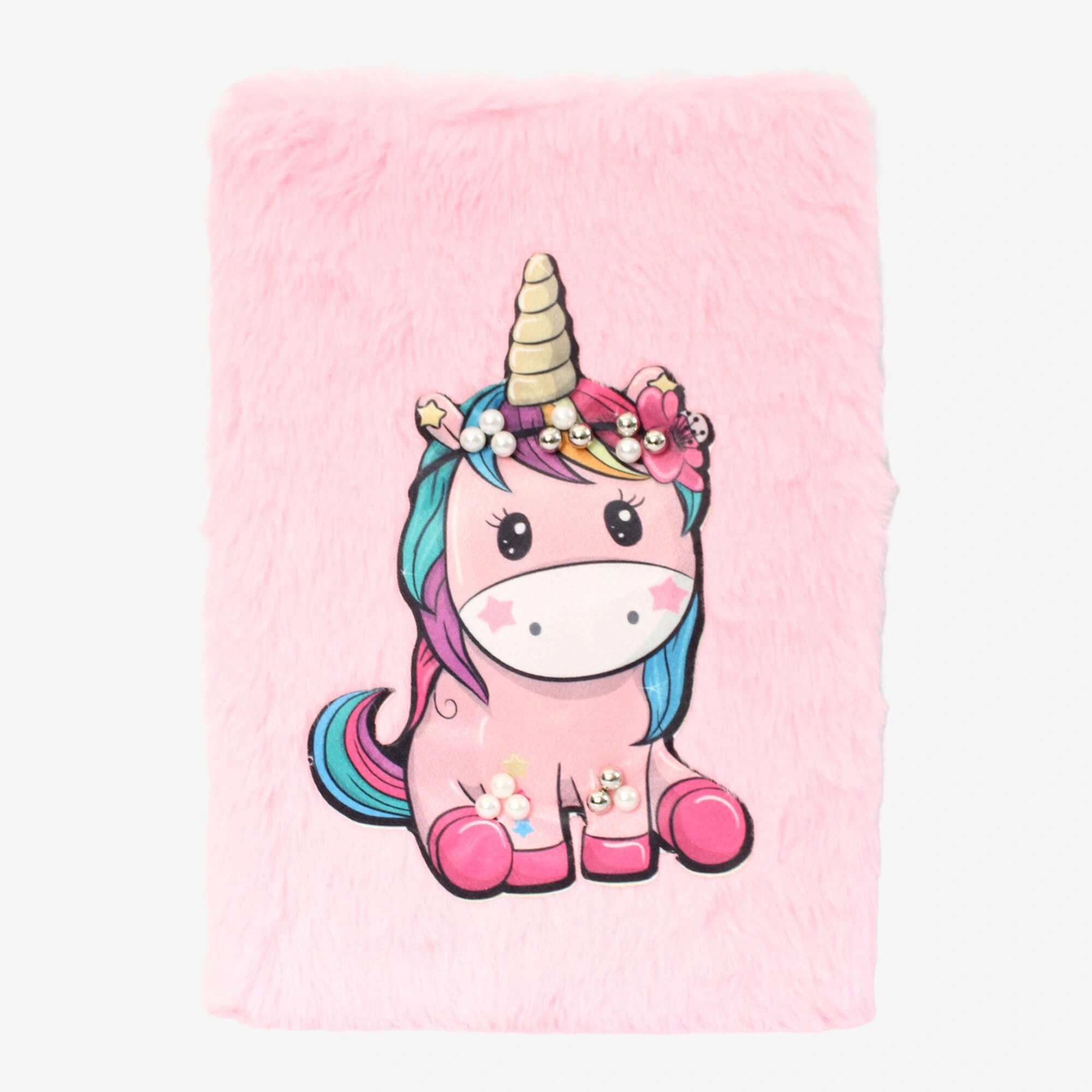 Soft Pink Unicorn Fur Cover Note Book