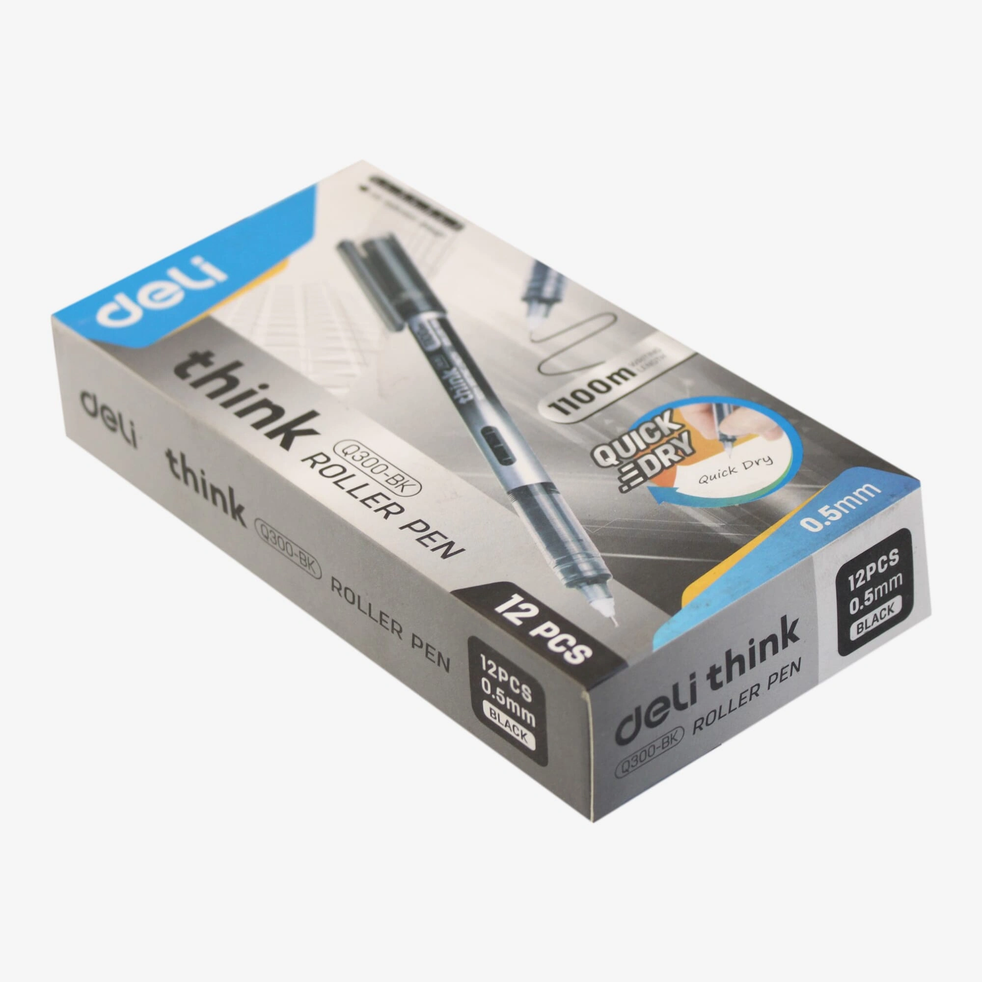 Black Deli Think Roller Pen 12 Pcs Q300-Bk
